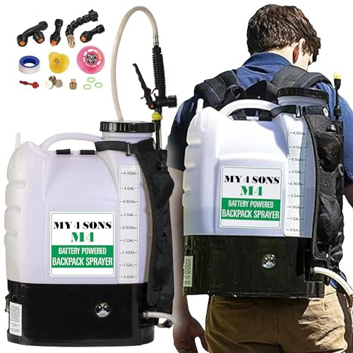 4-Gallon Battery Powered Backpack Sprayer Wide Mouth With STEEL WAND and BRASS NOZZLE
