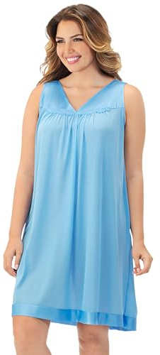 Exquisite Form Women's 30107 Nylon Tricot Sleeveless Short Knee Length Nightgown