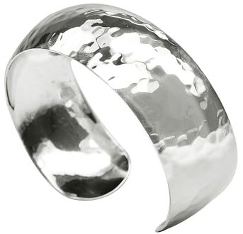 SILBERMOOS Damen Armreif Armspange gehämmert glänzend offen konvex massiv breit 925 Sterling Silber