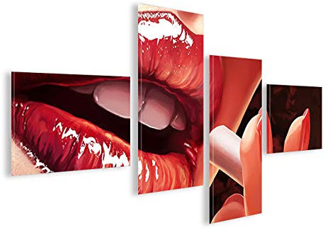 islandburner Bild Bilder auf Leinwand Lips 4L Lippen XXL Poster Leinwandbild Wandbild Dekoartikel Wohnzimmer Marke