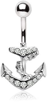 eeddoo Bauchnabel-Piercing Banane Anker & Steuerrad Silber Edelstahl