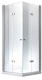 90x90x180cm Hera Falttür Duschkabine Dusche Duschabtrennung - 8mm - ESG-Glas - Hohe Qualität (mit Duschtasse/Siphon)