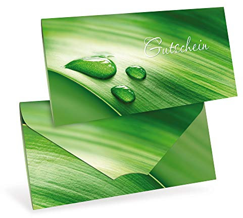 Gutscheinkarten (10 Stück) für Ihre Kunden - Geschenkgutscheine für Kosmetik, Beauty, Wellness - DIN lang Faltkarte zum verschließen