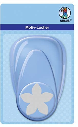 Ursus 19450073 - Motivlocher mit Hebel maxi, Sternenblume, blau, ausgestanztes Motiv ca. 50,8 mm, aus Kunststoff mit Metallstanze, geeignet für Grammaturen von 160 220 g /qm