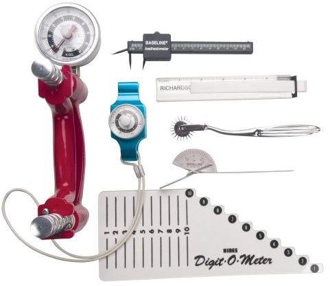 Baseline Handbewertungsset – 7-teiliges Set mit Hydraulischem Handdynamometer (90,7 kg) und Mechanischem Pinchkraftmessgerät (13,6 kg)
