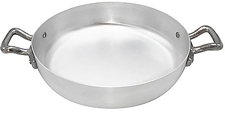 Ollas Agnelli Pan de Aluminio BLTF, con 2 Asas en Acero Inoxidable, Plata, 38 cm