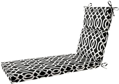 Pillow Perfect Trellis Indoor/Outdoor 1 Piece Split Back Chaise Lounge Cushion, 1 Count, 72.5 x 21, Black New Geo
