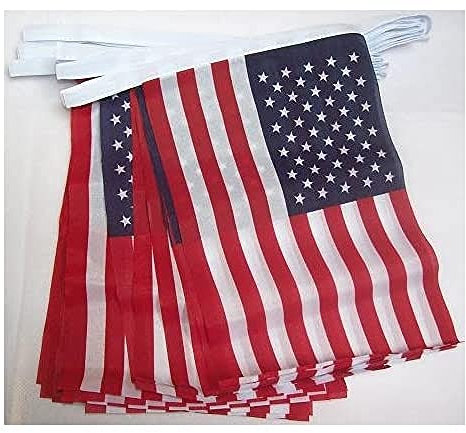 AZ FLAG - Guirlande Drapeau Etats-Unis - 3 Mètres Avec 10 Fanions Américain - Usa De 21x14 cm - Petits Drapeaux 100% Polyester - 30g