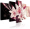 B&D XXL - Tableau décoratif nature 200x100 cm - Impression sur toile colorée - Décoration murale - Abstraction lueur coloré fleurs lys nature moderne plantes rose b-C-0038-b-p