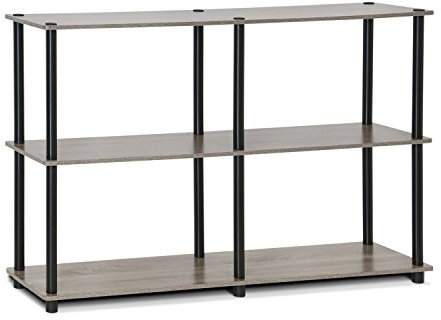 Furinno 3-Ebenen Mehrzweck-Regal, holz, Französische Eiche Grau/Schwarz, 29.46 x 119.89 x 74.93 cm
