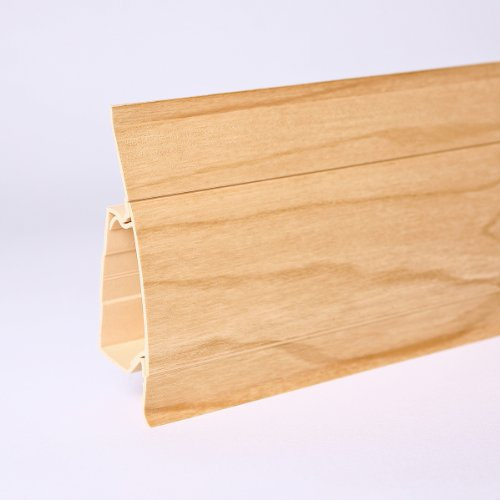 25 Meter Kunststoffsockelleiste Duo-Soft Flexleiste 64mm Ahorn All Inclusive Paket