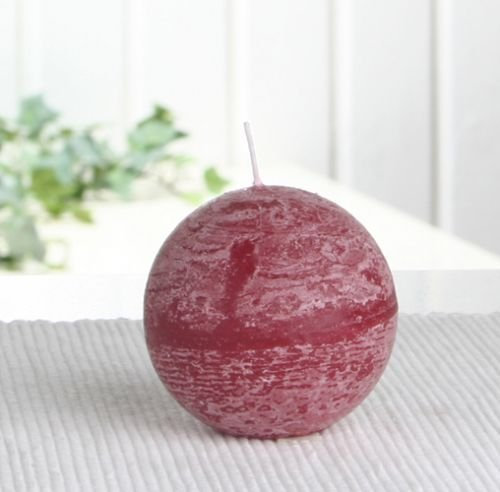 CandleCorner Rustik-Kerzen Kugelkerze, 6 cm Ø, Rubinrot-Bordeaux