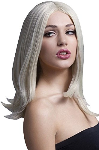 Smiffys Fever Kollektion, Sophia Perücke, Blond, Lang, stufig mit Mittelscheitel, 43cm / 17in Halloween
