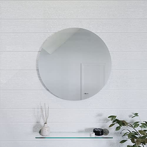 Croydex Simpson Round Mirror with Hang N Lock Fitting System, 600 x 600 x 5mm,Silver
