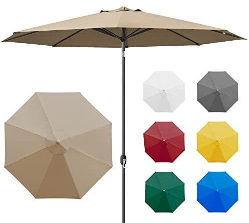 paramondo interpara Sonnenschirm aus 230 g/㎡ Polyesterfaser, Rund Ø 3,5 m, Gartenschirm Marktschirm Knickbar, für Terrasse und Balkon, mit Kurbel, Gestell Anthrazit, Creme, 8,5kg