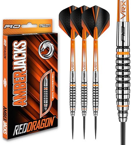 RED DRAGON Darts – Amberjack 14 Serie 27g Stahlspitze Dart-Set mit Dart Flüge und Dart Schäften