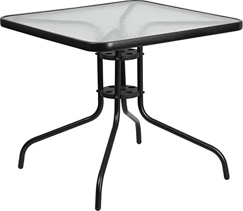Flash Furniture Barker Table carrée en métal et Verre trempé 80 cm