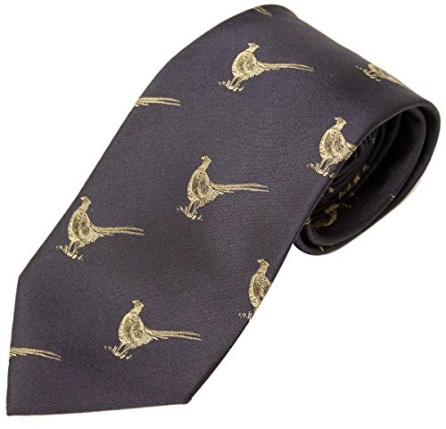 Bisley Pheasant Silk Tie Subdued Colours - Shooting hunting country scenes