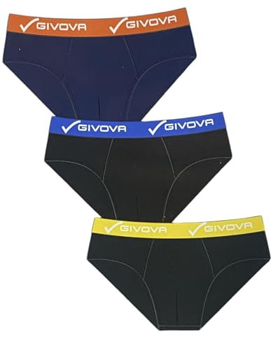 6 PEZZI GIVOVA SLIP UOMO G7000 COTONE ELASTICIZZATO COLORI ASSORTITI: NAVY GRIGIO MELANGE NERO (M)