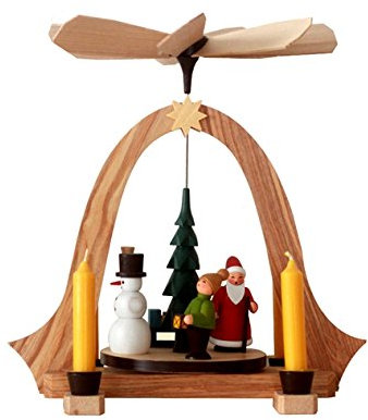 Rudolphs Schatzkiste Pyramide mit Weihnachtsfiguren bunt HxBxT 26x23x20cm NEU Weihnachtspyramide Tischdekoration Holzpyramide Tischpyramide Dekoration Weihnachten Wärmespiel Lichter Figur Holz