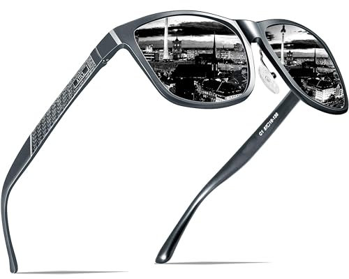 ATTCL Herren Polarisierte Fahren Sonnenbrille Al-Mg Metall Rahme Ultra Leicht 8587-Gray UV400 CAT 3 CE