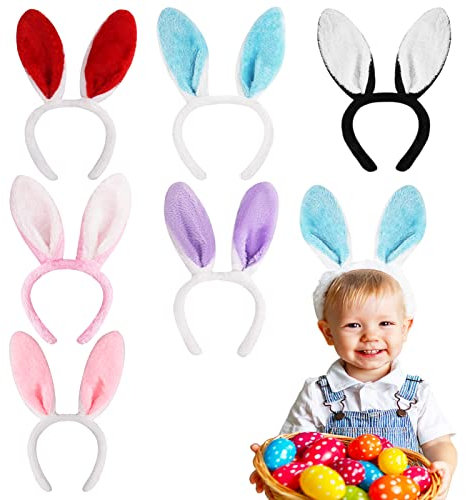Candygirl Ostern HasenOhren Haarreif Erwachsene Ostern Haarreifen,Hasen Ohren Haarbänder Häschen Haarreifen Stirnbänder Plüsch Kaninchen Ohren Haarschmuck für Ostern Karneval Party Kostüm(6 Stück)