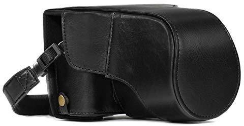 MegaGear MG981 Ever Ready Leder Kamera-Case mit Trageriemen kompatibel mit Fujifilm X-T30, X-T20, X-T10 (16-50mm / 18-55mm Lenses) - Schwarz