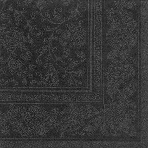 Premium Servietten ROYAL Collection 1/4-Falz 40 cm x 40 cm schwarz Ornaments für Hochzeitsfeier. Menge: 100 St