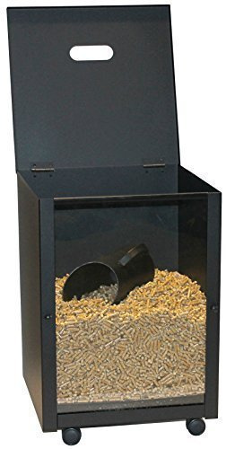 Pelletskorb mit Rollen schwarz beschichtet B/H/T - 39/52 / 39cm mit Rollen