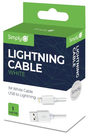 Simply ICIP02 USB to Lightning 1 m Long Charging Cable for iPhone 11/SE/12/13+Pro, iPad, Air, Pro & Mini and Other Apple Devices, White