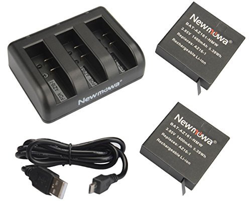 Newmowa AZ16-1 Batteria ricaricabile (confezione da 2) e caricatore rapido a 3 canali rapido per Xiaomi YI AZ16-1, AZ16-2 e Xiaomi Yi 4K, Yi 4K +, Yi Lite, YI 360 VR Action Camera