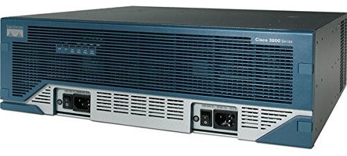 Cisco 3845 - Kabelrouter (10,100,1000 Mbit/s, G.711,G.723.1,G.726,G.728,G.729,G.729a, 128-bit AES,192-bit AES,256-bit AES,3DES,DES, Cisco IOS, Blau, Edelstahl, 3U)