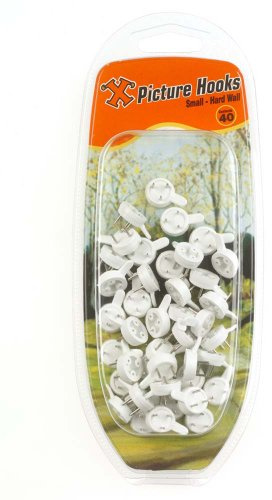 X Hard Wall Hooks Small White Nylon 40 Pack Blister - 12992