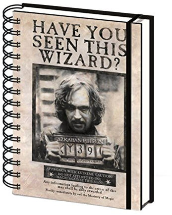 PYRAMID International A5 Wiro Notebook - Harry Potter (Wanted Sirius Black), SR72252, Schwarz