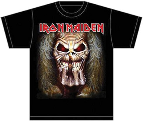 Iron Maiden Eddie Candle Finger Men's T-Shirt, Black, Small (Manufacturer Size: Small)