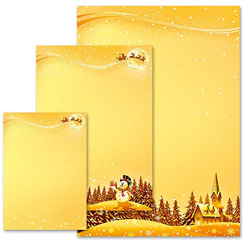 100 Blatt Briefpapier Weihnachtsmotiv FESTLICHE WÜNSCHE - DIN A5 Format - Paper-Media