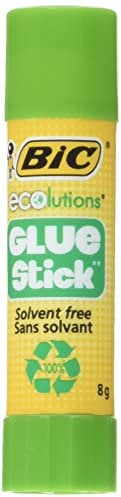 BIC ECOlutions Glue Stick Bâtons de Colle Blanche Ecoresponsable Sans Solvant - 8 g, Blister Format Spécial de 5