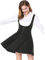 Allegra K Donne Gonna a Bretelle Bottone Decoro Orlo Svasato al sopra Ginocchio Sospendere Costume Natale Nero XL
