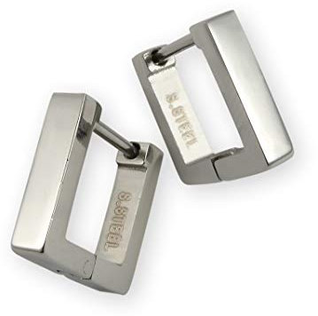 Fly Style Paar Klapp Creolen aus Edelstahl - Eckige Ohrringe für Damen und Herren - Edelstahl Kreolen Klein, Farbwahl:silber poliert