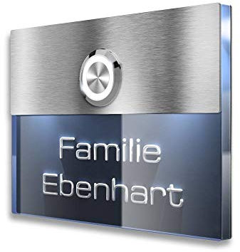 Metzler Türklingel Anthrazit Klingelschild LED-Klingeltaster & Beleuchtung - 3D-Gravur Beschriftung - Klingelplatte - Befestigung wählbar