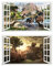 2Pcs Dinosaurier Dino Urzeit T-rex Wandtattoo 3D Effekt XXL Wanddurchbruch Fenster Wandaufkleber für Kinderzimmer Jungenzimmer Größe 1000 mm breit x 600 mm tief (groß)