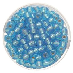 GLOREX Rocailles 4,5 mm,17g AB, Glas, Hellblau, 4 x 4 x 1.5 cm