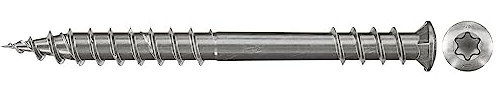 fischer PowerFast Terrassenschraube 5,5 x 60, Senkkopf, nicht rostender Stahl A2, Innenstern Torx-Antrieb, zum Verschrauben von Terrassenbeplankungen auf Holz-Unterkonstruktionen, 200 Stk