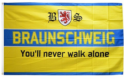 Flaggenfritze® Fanflagge Braunschweig - You'll Never Walk Alone - 90 x 150 cm