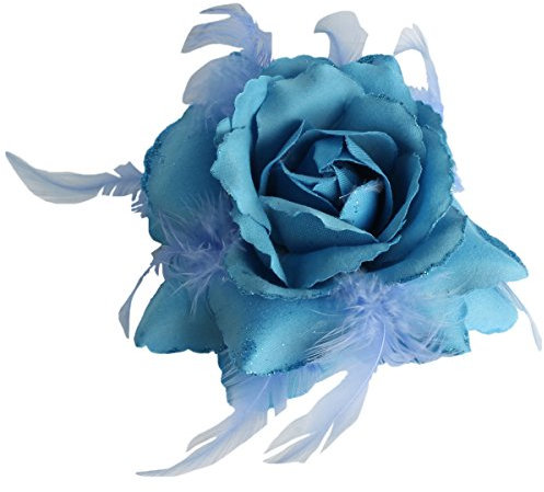 Türkisblaue Rose Haarspange Große Rose Fascinator Blume Haarspange Blau Haarschmuck Clips Elastische Hochzeit Haar Blume, 1pc