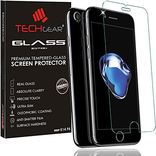 TECHGEAR Screen Protector for iPhone 8 Plus, iPhone 7 Plus - GLASS Edition Genuine Tempered Glass Screen Protector Guard Cover Compatible with Apple iPhone 8 Plus, iPhone 7 Plus 5.5