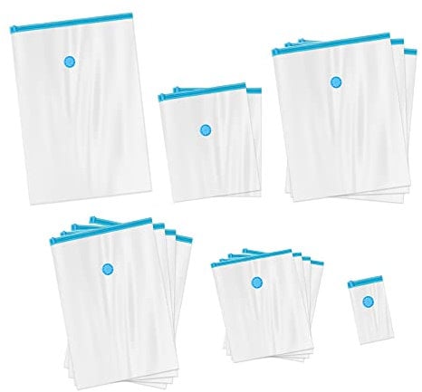 Kronenburg Vakuumbeutel für Kleidung 15er Set - Vakuum Kleiderbeutel wiederverwendbar – 6 Größen Aufbewahrungsbeutel für Kleidung Bettwäsche Winterkleidung und mehr - weitere Sets wählbar