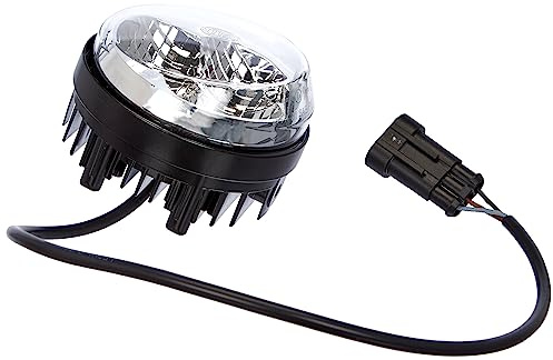 HELLA 2PT 009 599-131 LED-Tagfahrleuchte - 90mm - 12/24V - rund | Lichtscheibenfarbe: glasklar - LED-Lichtfarbe: weiß - Kabel: 500mm - Stecker: AMP - links - Menge: 1