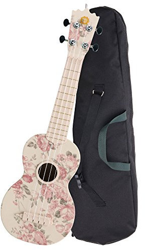 Classic Cantabile BeachBuddy Desert Rose Sopran Ukulele aus ABS Material mit Tasche (Uke, Hawaii Gitarre, PVC Kunststoff, Outdoor & Strand tauglich inkl. Tasche) leichtgängige Gitarren-Mechaniken