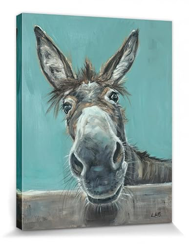 1art1 Esel Poster NA Hallo Erstmal, Louise Brown Bilder Leinwand-Bild Auf Keilrahmen | XXL-Wandbild Poster Kunstdruck Als Leinwandbild 50x40 cm
